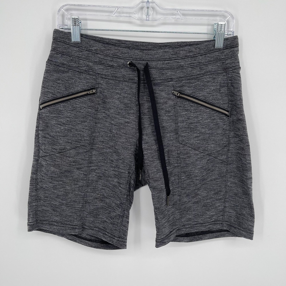 Athleta Women's Gray Heathered Zipper Pocket Drawstring Shorts Size S